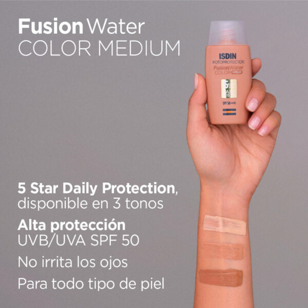 Isdin Fotoprotector Fusion Water Con Color Medio Spf50+ 50ml Crema Facial - Imagen 3