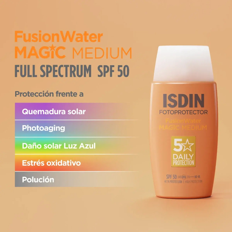 Isdin Fotoprotector Fusion Water Magic Medium Spf50 50ml Crema Facial - Imagen 3
