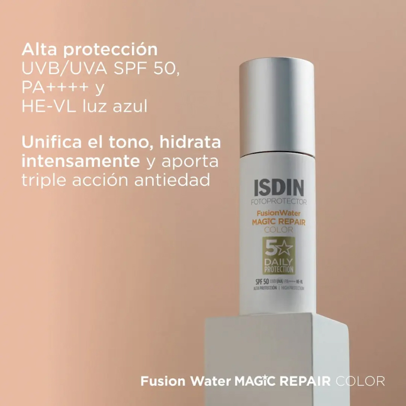 Isdin Fotoprotector Fusion Water Magic Repair Color Spf50 50ml Crema Facial - Imagen 5