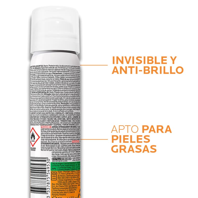Lrp Anthelios Xl Protector Solar Antibrillo Bruma Piel Grasa Spf50+ 75ml Crema Facial - Imagen 3