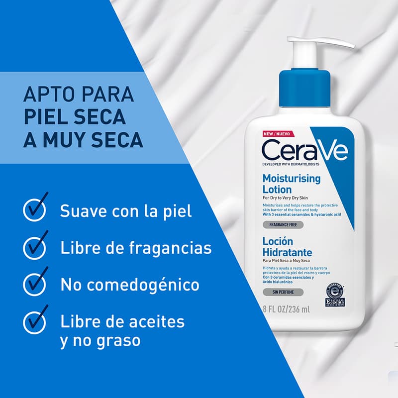 Cerave Hidratante Piel Seca 236ml Locion Facial Y Corporal - Imagen 12