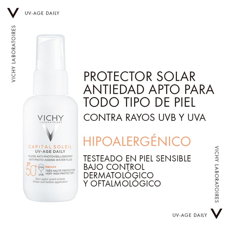 Vichy Capital Soleil Protector Solar Uv-age Daily Spf50+ 40ml Crema Facial - Imagen 4